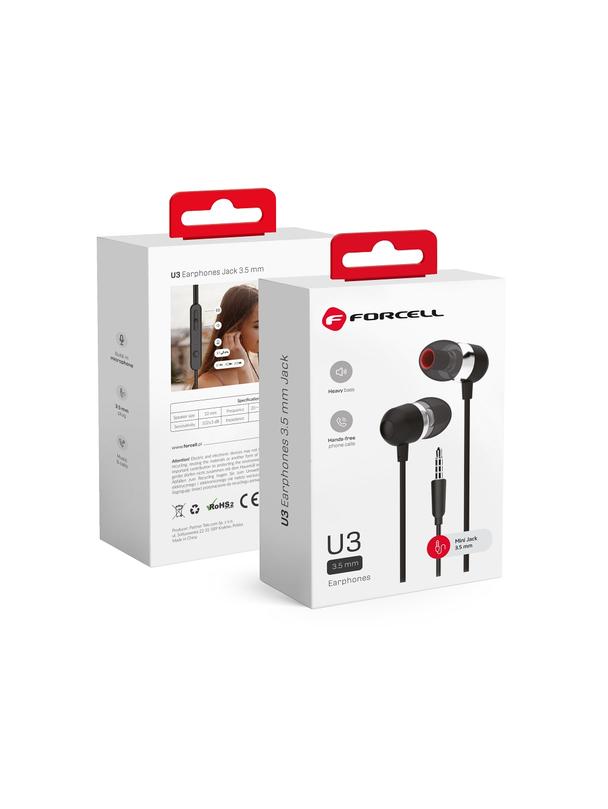 Słuchawki przewodowe douszne Jack 3,5 mm Forcell F-Audio U3 czarne