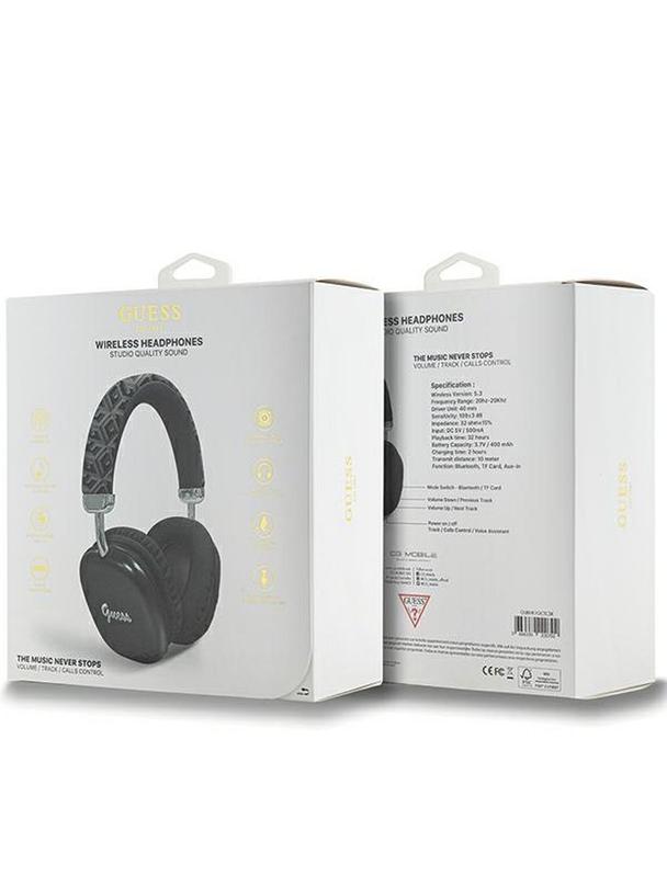 GUESS słuchawki bezprzewodowe bluetooth nauszne GUBHK1GCTCSK (Gcube Metallic Script Logo) czarne