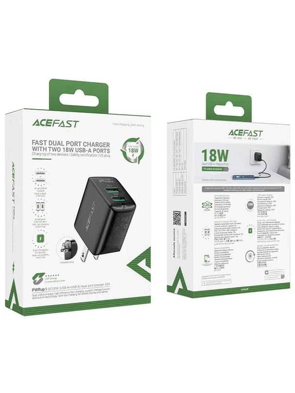 ACEFAST ładowarka sieciowa 2 x USB 3A QC18W A33 UK czarna