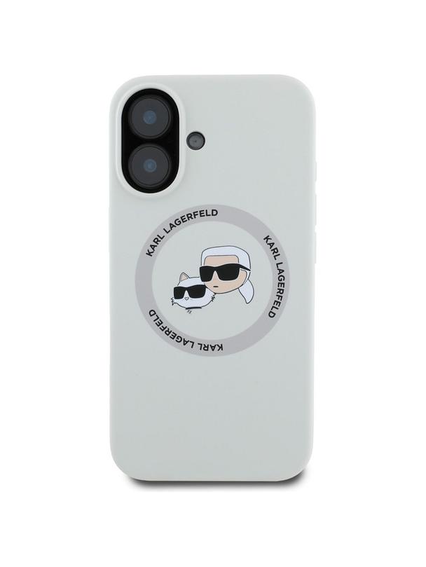 KARL LAGERFELD futerał do IPHONE 16 kompatybilny z MagSafe KLHMP16SSKCHTCE (Silicone KC Heads) beżowy