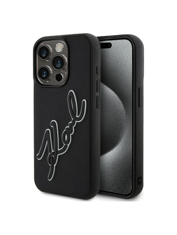 KARL LAGERFELD futerał do IPHONE 15 Pro KLHCP15L3DRKSDLK (3D Rubber Signature) black