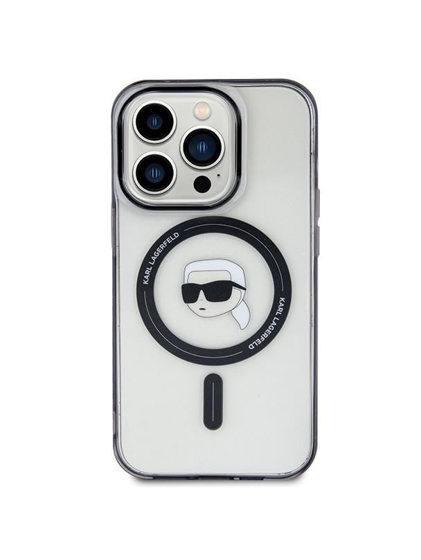 KARL LAGERFELD futerał do IPHONE 15 Pro KLHMP15LHKHNOTK (Karl Head + MAG) transparentny