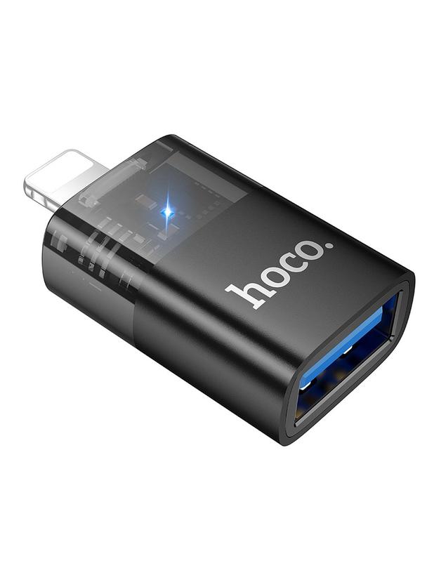 Adapter OTG Lightning do USB A Hoco UA36 czarny transparentny