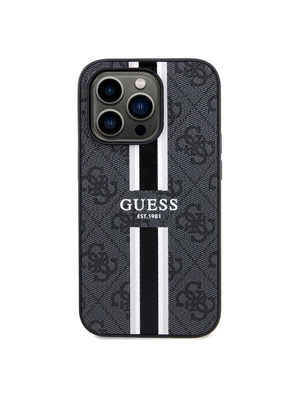 GUESS futerał do IPHONE 15 Pro kompatybilny z MagSafe GUHMP15LP4RPSK (4G Printed Stripes) czarny