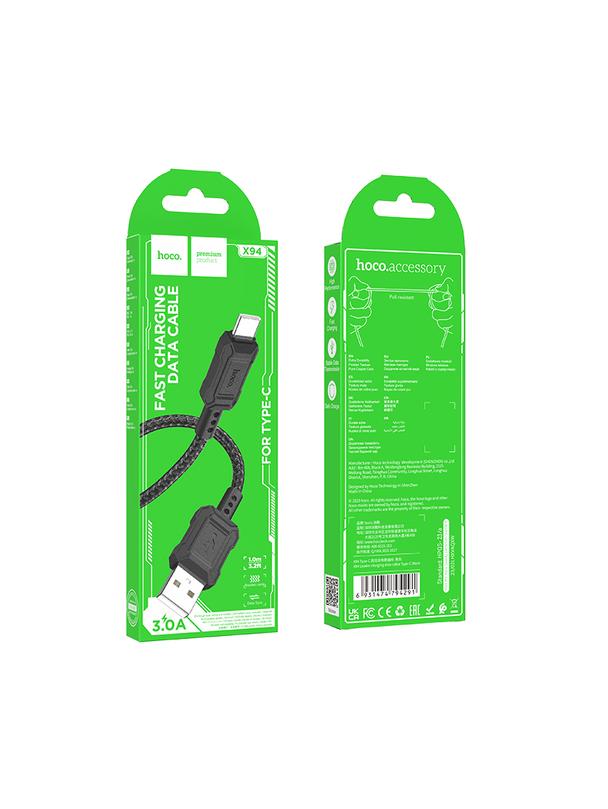 Kabel USB A do USB C Hoco 3A 1 m X94 czarny