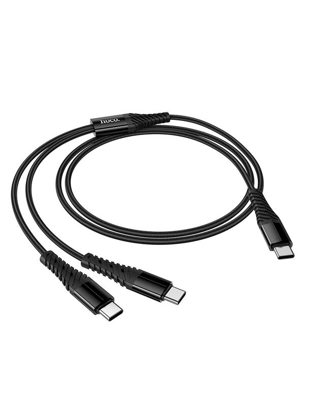 Kabel 2w1 USB C do USB C+C Hoco 1 m X123 czarny