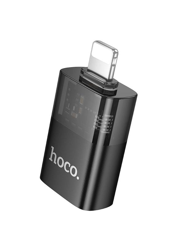 Adapter OTG Lightning do USB A Hoco UA36 czarny transparentny