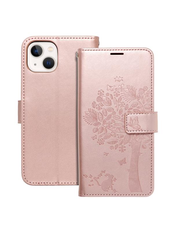 Kabura MEZZO Book do IPHONE 13 drzewo złoty róż