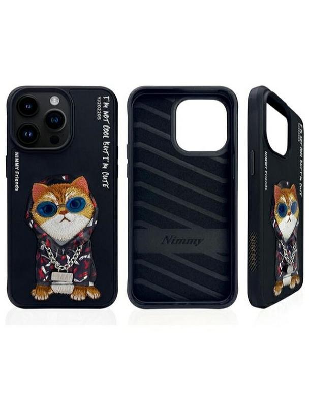 NIMMY futerał GLASSES COOL CAT do IPHONE 15 Pro czarny