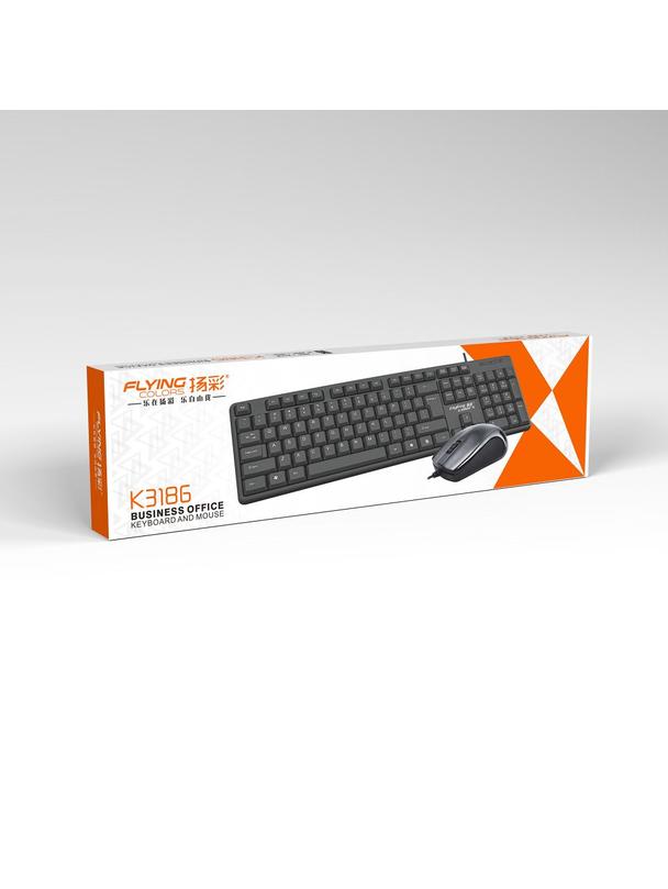 Zestaw klawiatura QWERTY + myszka przewodowy USB A K3186  U+U