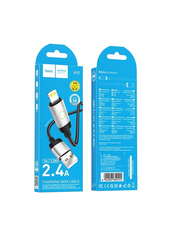 Kabel USB A do Lightning Hoco 2,4A 1 m X117 czarny