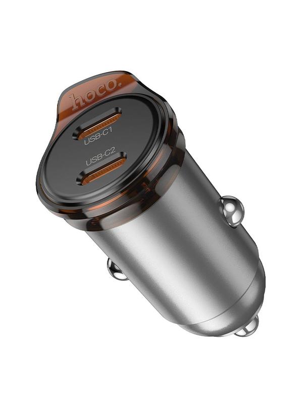 Ładowarka samochodowa Hoco 2 x USB C QC PD 45W NZ16B szara
