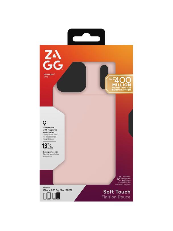 ZAGG futerał MANHATTAN SNAP kompatybilny z MagSafe do IPHONE 17 Pro Max pink blush