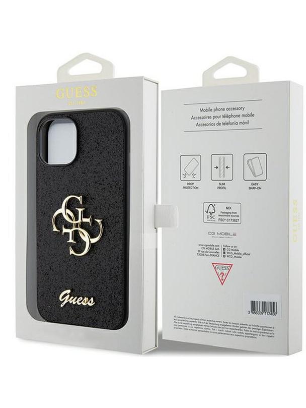 GUESS futerał do IPHONE 15 GUHCP15SHG4SGK (Fixed Glitter Big 4G) czarny