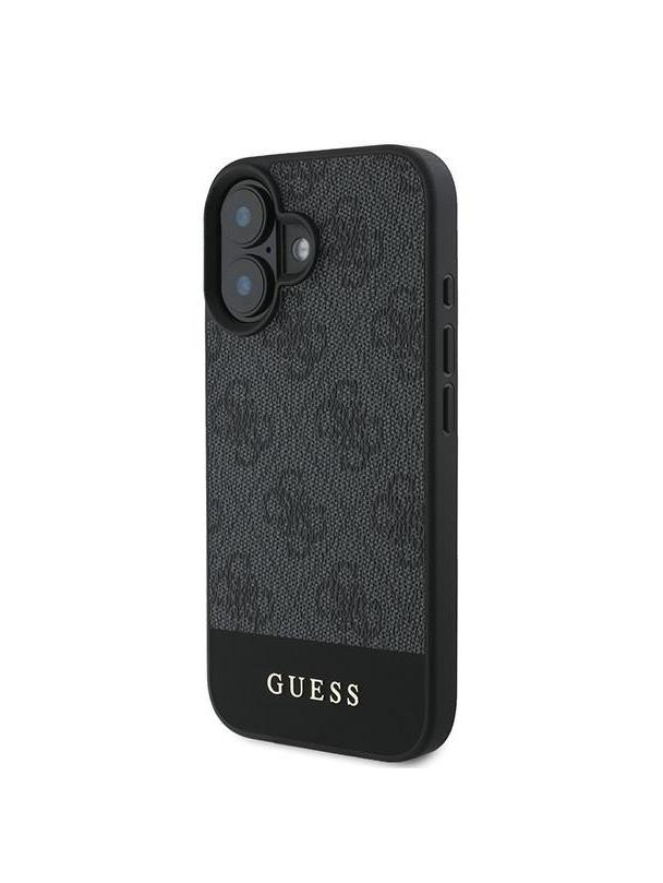 GUESS futerał do IPHONE 16 GUHCP16SG4GLGR (PC/TPU 4G PU Bottom Stripe) szary