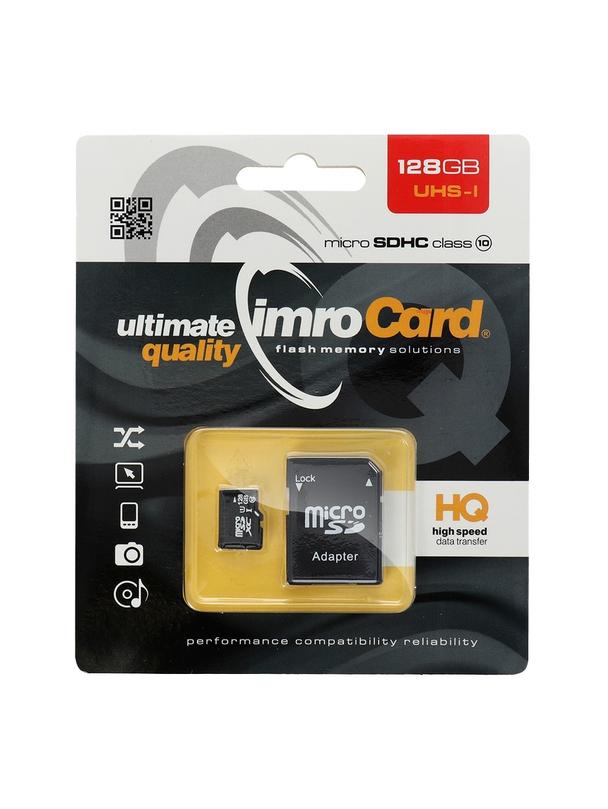 IMRO karta pamięci microSD 128GB 100MB/s class 10 UHS I z adapterem SD