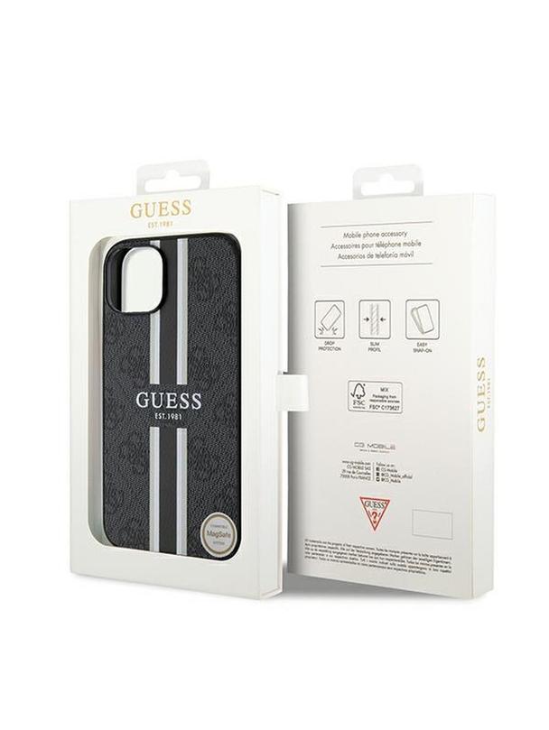 GUESS futerał do IPHONE 15 kompatybilny z MagSafe GUHMP15SP4RPSK (4G Printed Stripes) czarny