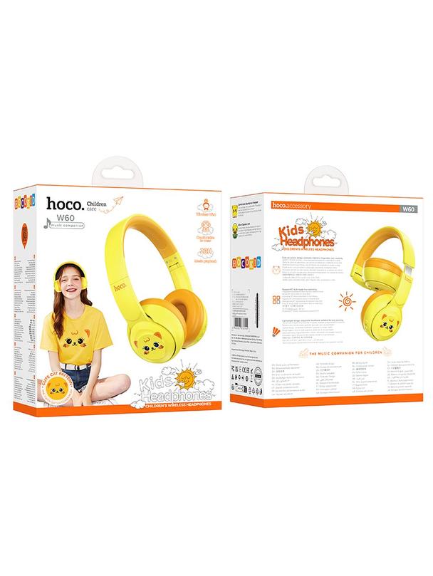 Słuchawki bezprzewodowe nauszne Hoco dla dzieci W60 żółte