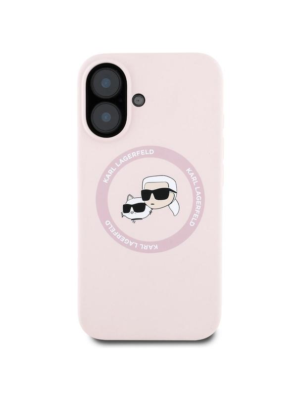 KARL LAGERFELD futerał do IPHONE 16 kompatybilny z MagSafe KLHMP16SSKCHTCP (Silicone KC Heads) różowy