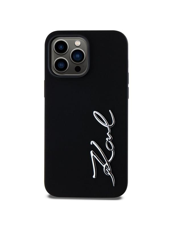 KARL LAGERFELD futerał do IPHONE 14 Pro Max KLHCP14XSCMSMVK (Silicone Sign Metal Logo) czarny