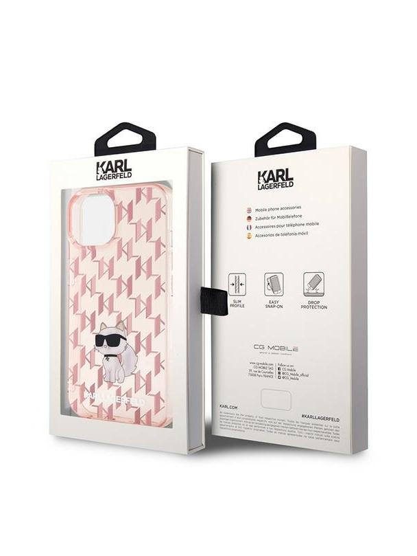 KARL LAGERFELD futerał do IPHONE 15 KLHCP15SHNCMKLP (Monogram) różowy