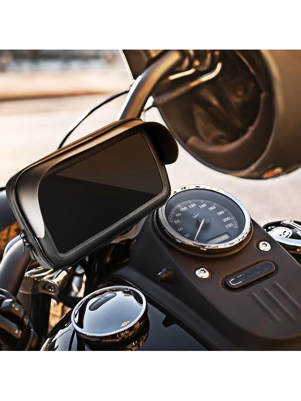 Uchwyt motocyklowy na zamek wodoodporny z daszkiem ( 6,4" - 8" ) czarny