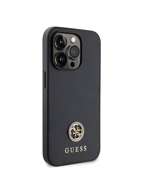 GUESS futerał do IPHONE 15 Pro GUHCP15LPS4DGPK (Strass Metal Logo) czarny