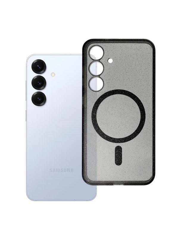 Futerał do Samsung S25 Clear Mag Cover (STR) zgodny z MagSafe czarny glitter