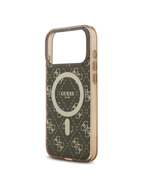 GUESS futerał do IPHONE 17 Pro kompatybilny z MagSafe GUHMP17LH4DTEW (IML 4G Background) brązowy