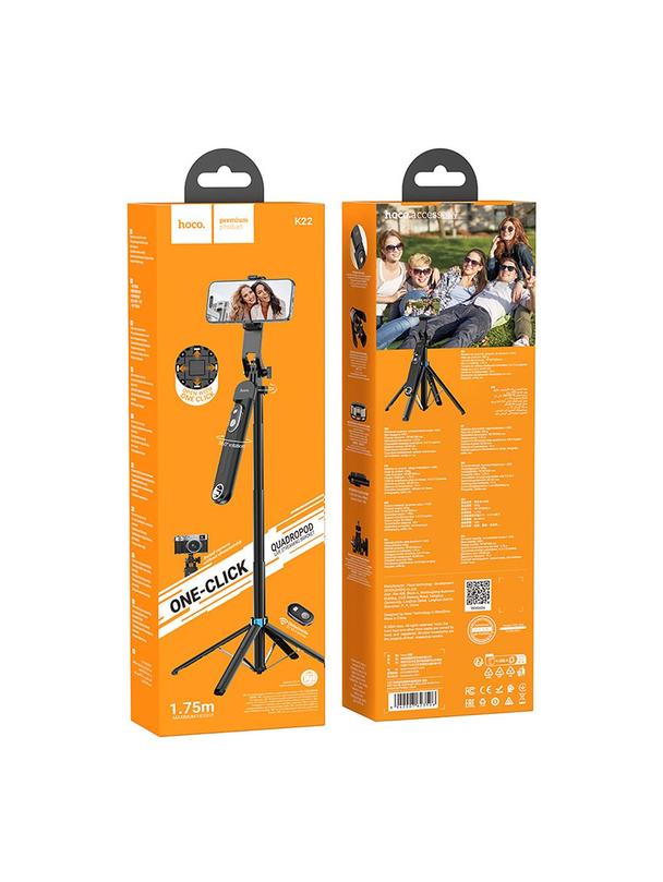Selfie stick Hoco tripod z pilotem bezprzewodowym K22 czarny