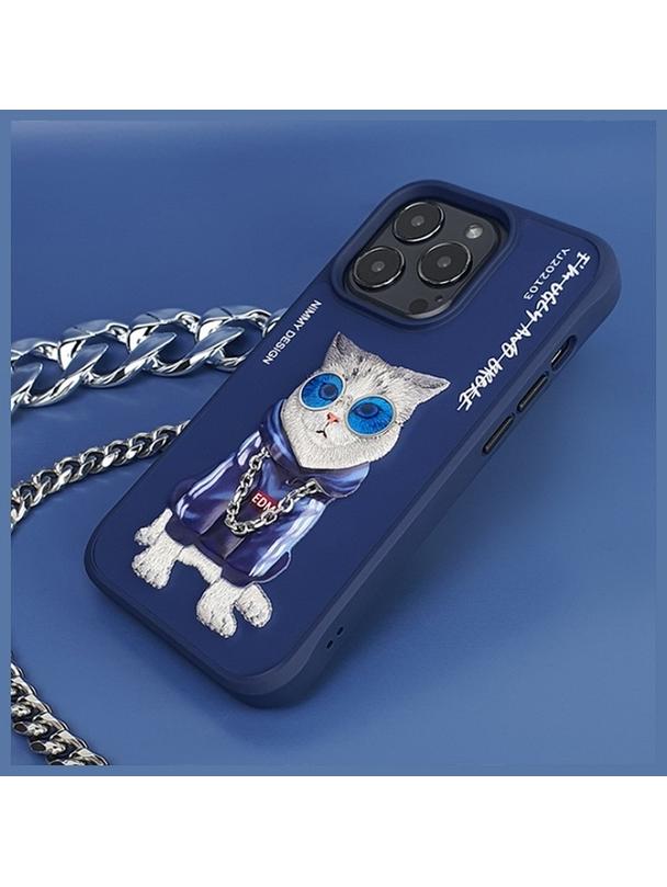 NIMMY futerał GLASSES COOL CAT do IPHONE 15 Pro niebieski