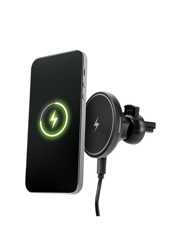 Uchwyt samochodowy magnetyczny do kratki z ładowaniem indukcyjnym kompatybilny z MagSafe 15W D7 czarny