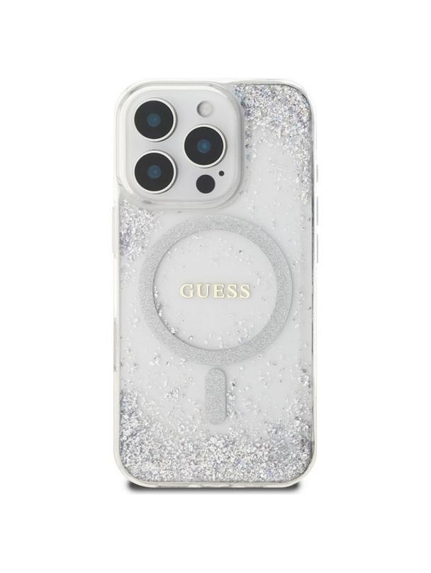 GUESS futerał do IPHONE 16 Pro kompatybilny z MagSafe GUHMP16LRGRGES (Resin Gradient Glitter) silver