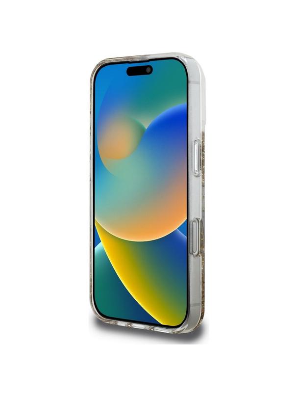 GUESS futerał do IPHONE 16 kompatybilny z MagSafe GUHMP16SRGRGED (Resin Bottom Glitter) złoty