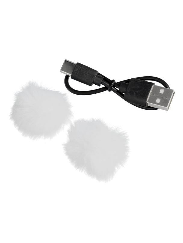 Mikrofon krawatowy bezprzewodowy Lightning podwójny z długim włosiem (2 w zestawie) K1 biały