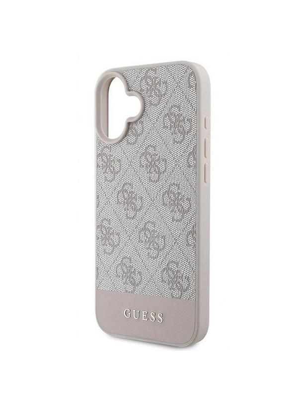 GUESS futerał do IPHONE 16 Plus GUHCP16MG4GLPI (4G PU Bottom Stripe) różowy