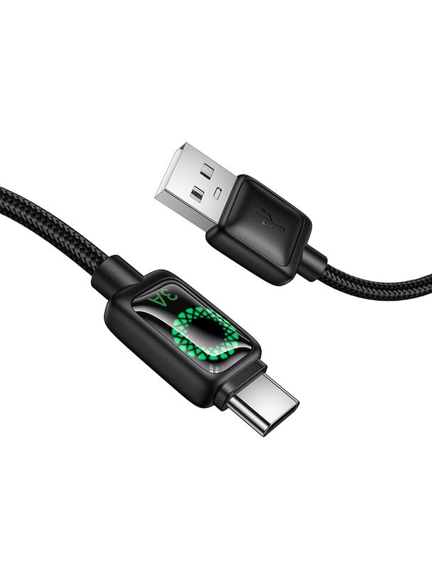 Kabel USB A do USB C Hoco 3A 1,2 m z LCD U146 czarny
