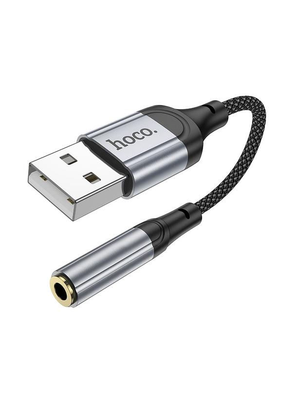 Adapter AUX USB A do Jack 3,5 mm Hoco 0,12 m LS36 czarny