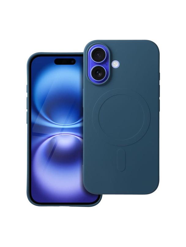 Futerał SILICONE MAG COVER (big hole) kompatybilny z MagSafe do IPHONE 16 niebieski