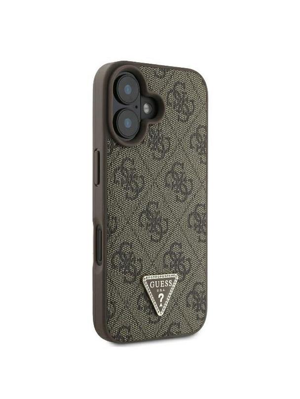 GUESS futerał do IPHONE 16 GUHCP16SP4TDPW (PU Leather 4G Triangle Strass) brązowy