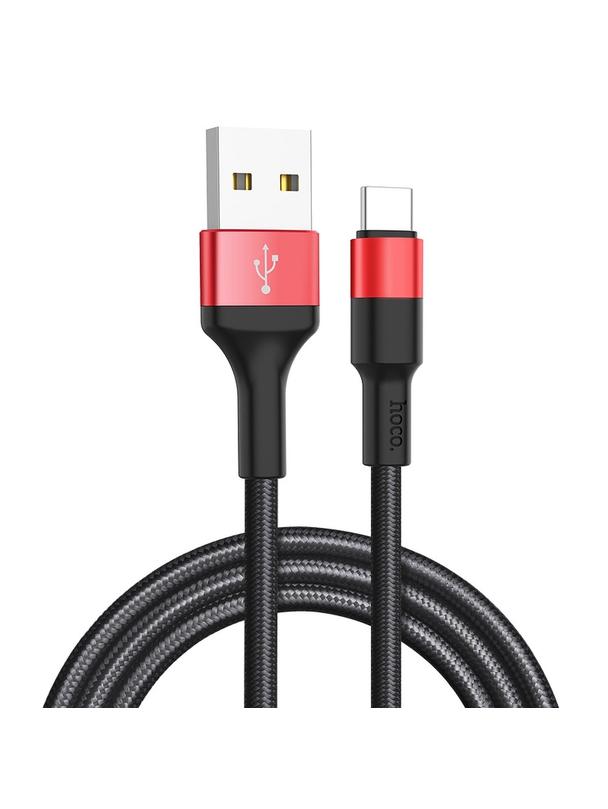 Kabel USB A do USB C Hoco 2A 1 m X26 czarno czerwony
