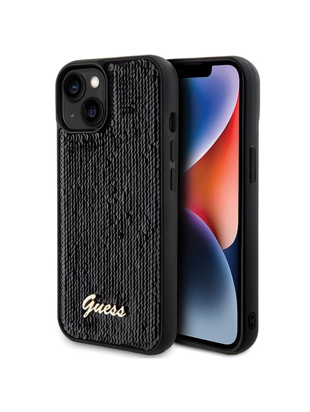 GUESS futerał do IPHONE 13 / 14 / 15 GUHCP15SPSFDGSK (Sequin Script Metal) czarny
