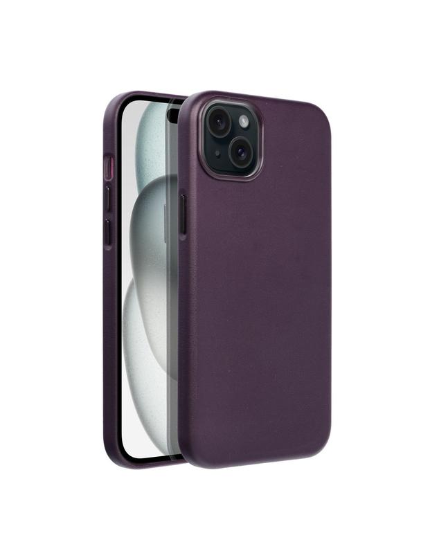 Futerał LEATHER MAG COVER kompatybilny z MagSafe do IPHONE 15 Plus ciemny fioletowy