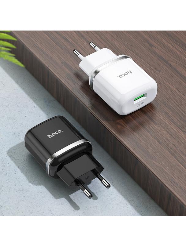 Ładowarka sieciowa do telefonu Hoco USB A QC3.0 3A 18W N3 czarna