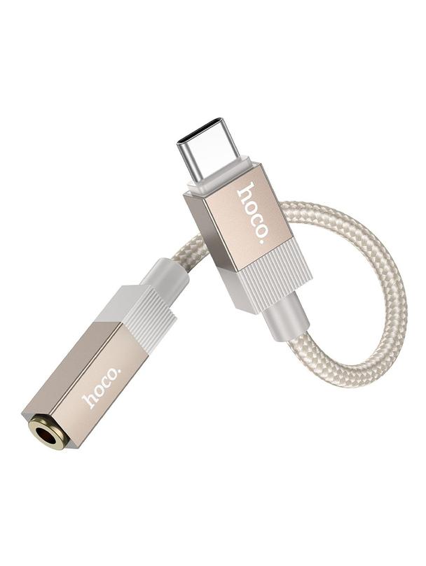 Adapter AUX USB C (męski) do Jack 3,5 mm (żeński) Hoco UPA32C złoty