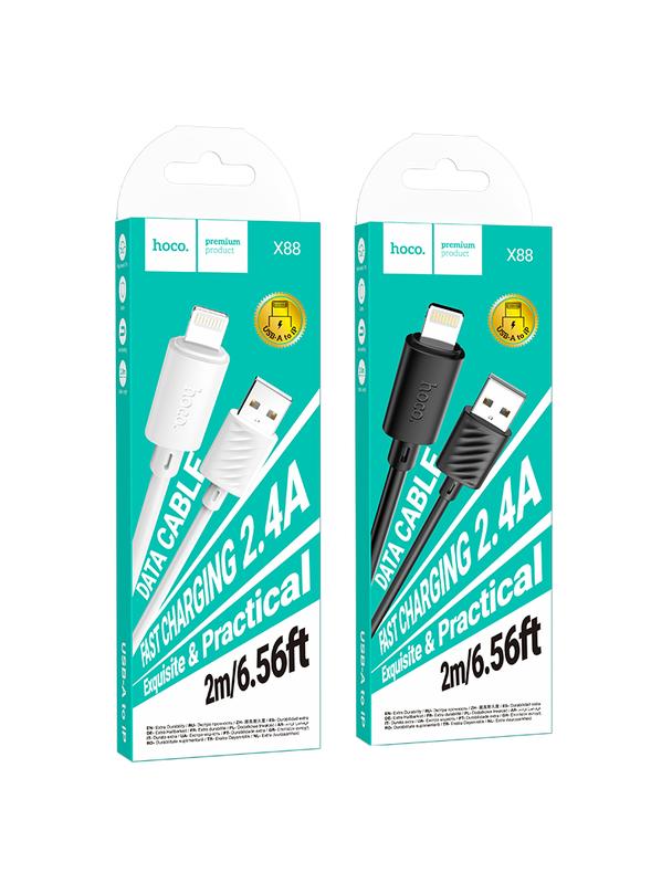 Kabel USB A do Lightning Hoco 2,4A 2 m X88 biały