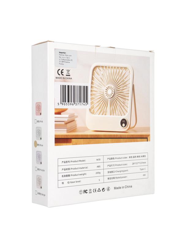 Wentylator / wiatrak biurkowy z regulowaną podstawką W30 niebieski