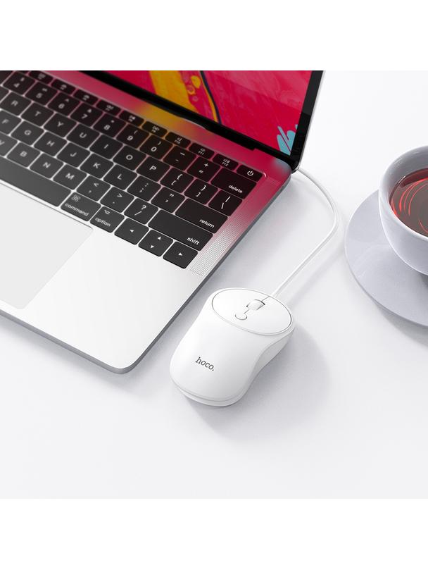 Myszka przewodowa Hoco USB A 1600 dpi GM13 biała