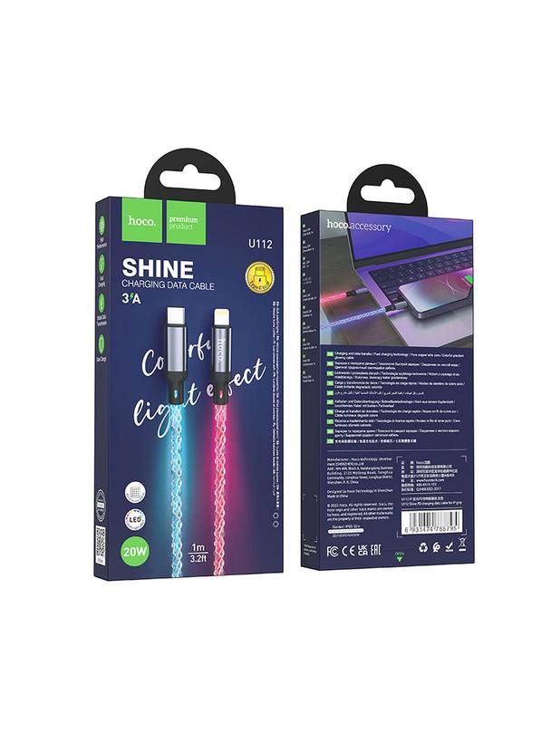 Kabel USB C do Lightning Hoco PD 20W 1 m U112 szary