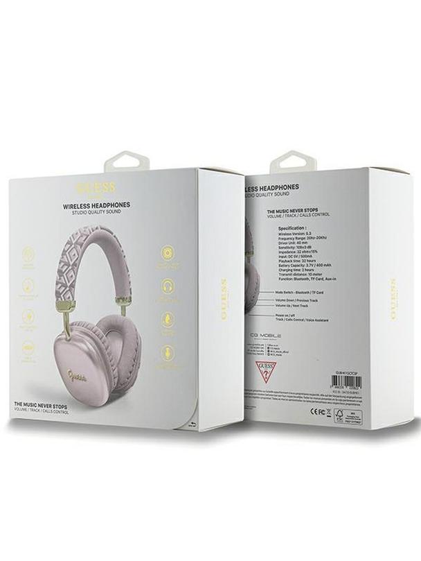 GUESS słuchawki bezprzewodowe bluetooth nauszne GUBHK1GCTCSP (Gcube Metallic Script Logo) różowe